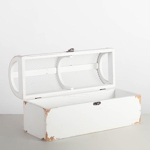 Coffre en bois vintage blanc