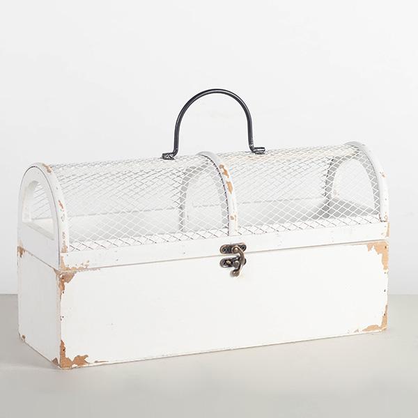 Coffre en bois vintage blanc