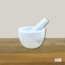 Mortier & pilon en marbre blanc