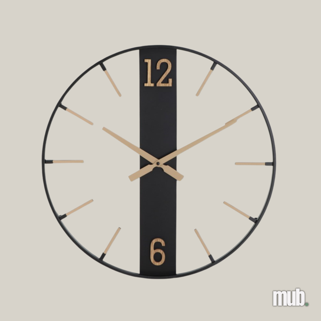 Horloge en métal moderne en métal noir - 50cm