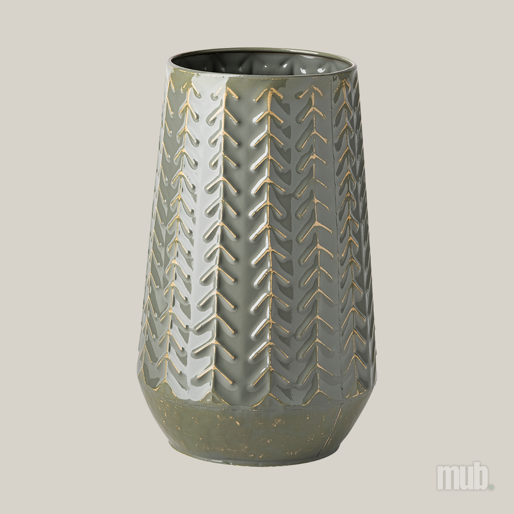 Vase XXL Vert Sauge en Métal Émaillé