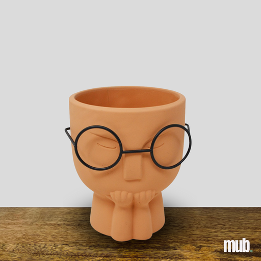 [mub.pot.cer001] Pot en céramique bonhomme à lunettes