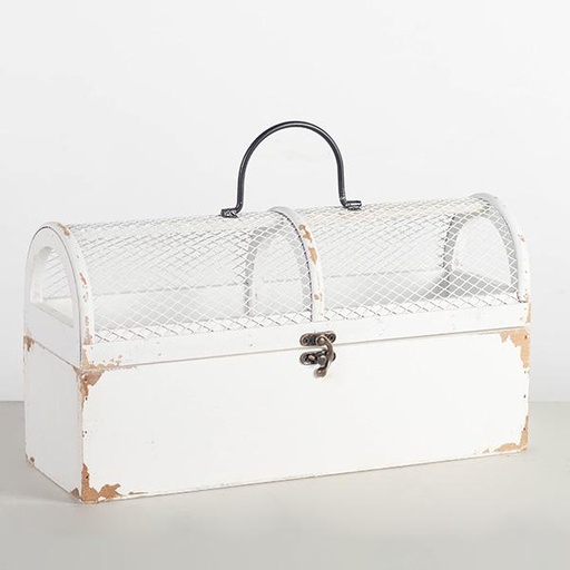 [mub.axfor.coff] Coffre en bois vintage blanc