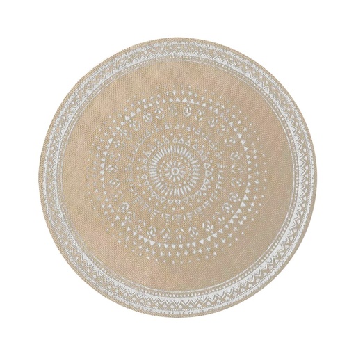 [MUB.NAP.WH002] Napperon en jute "arabesques" blanc