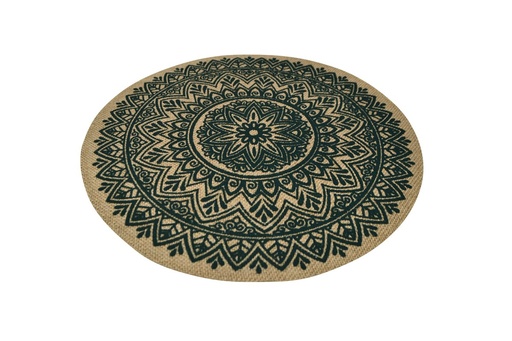 Napperon en jute "mandala" vert foncé