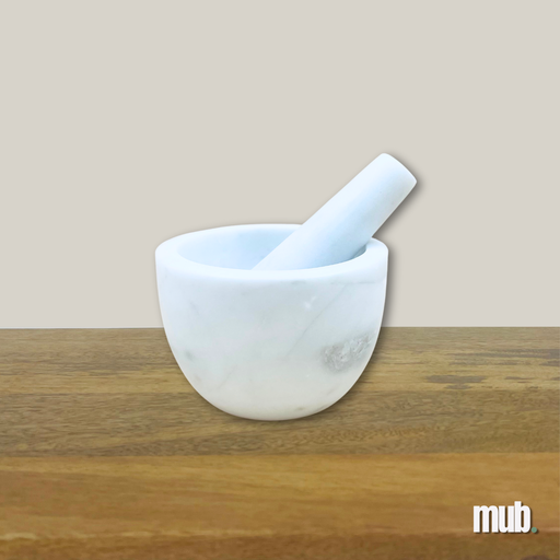Mortier & pilon en marbre blanc