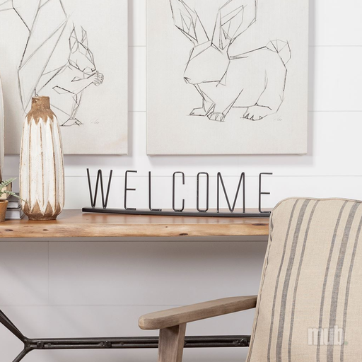 "WELCOME" en métal noir 24''