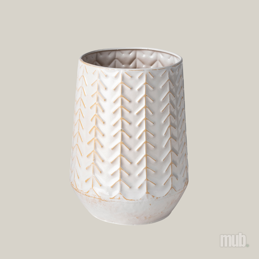 Vase XL Beige en Métal Émaillé