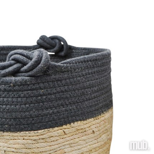 [MUB.BA.GR001] Panier en coton gris & paille 